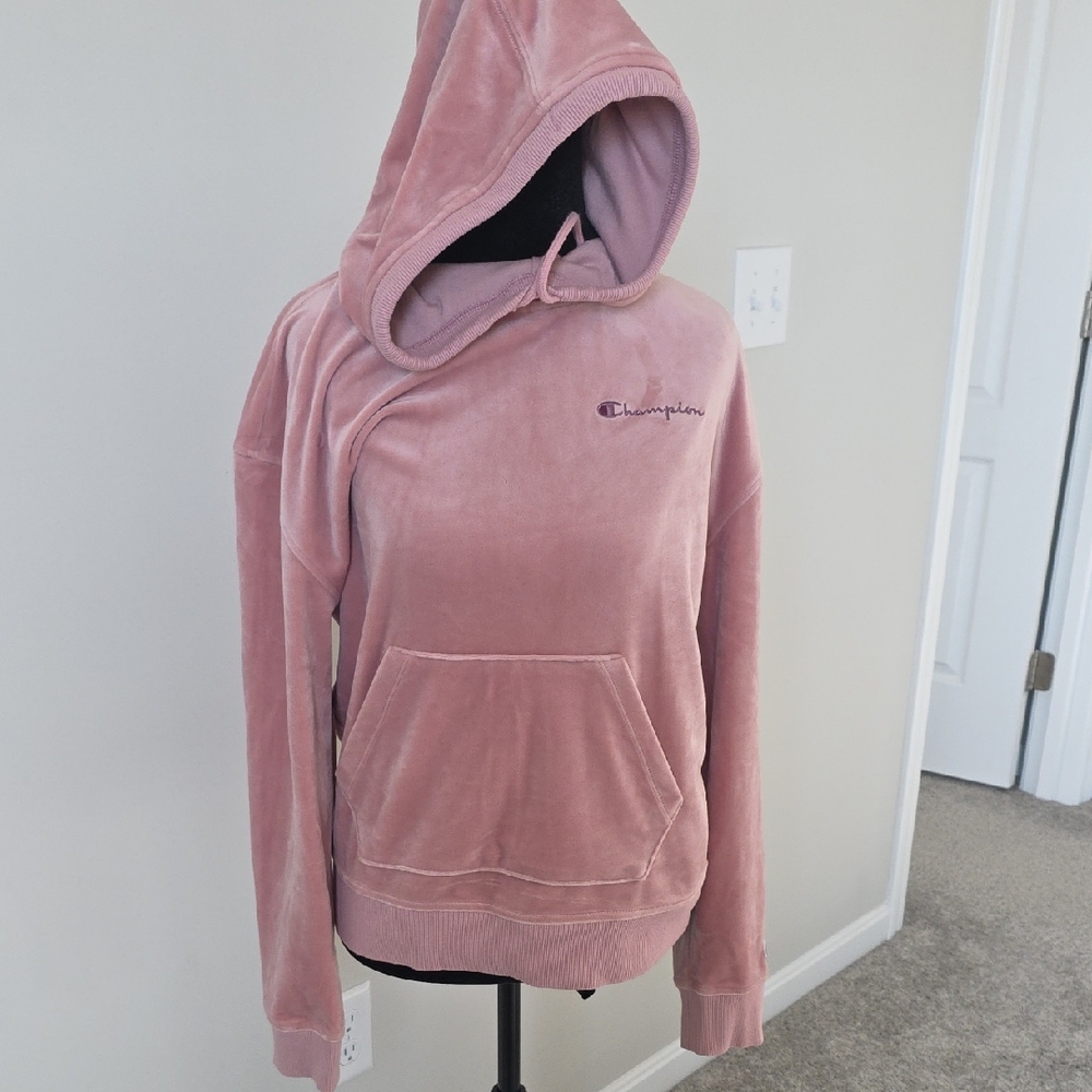 Champion Women's Pink Velour Hoodie, Pants And Cap